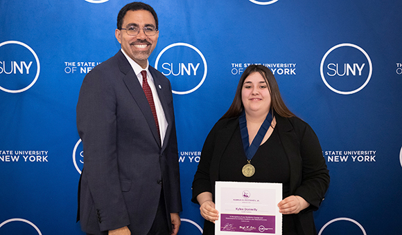 Chancellor John King with EOP Award winner Kylee Donnelly