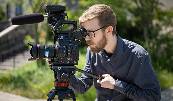 William Young filming outside