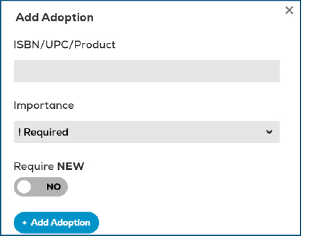 Screenshot: Add Adoption - toggle Required to 