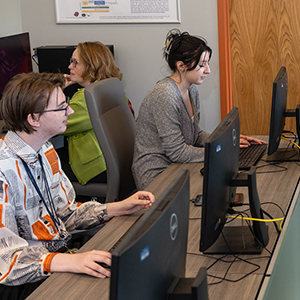 Students working in the Advanced Information Security and Privacy (AISP) lab.