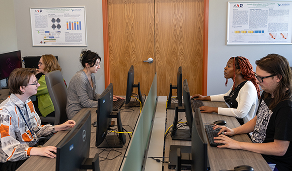 Students working in the Advanced Information Security and Privacy (AISP) lab.