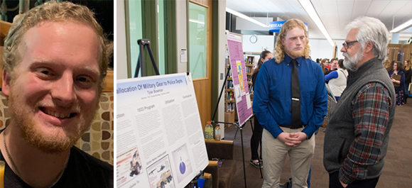 Tyler Bowman showcases his research at the Scholarly Activities Celebration