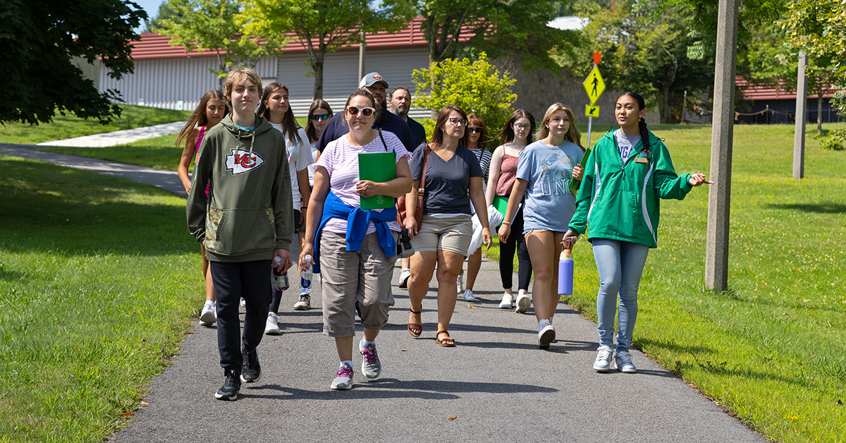 Prospective students and their families tour SUNY Canton’s campus during a recent admissions event.
