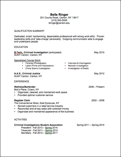 Criminal Investigation Resume