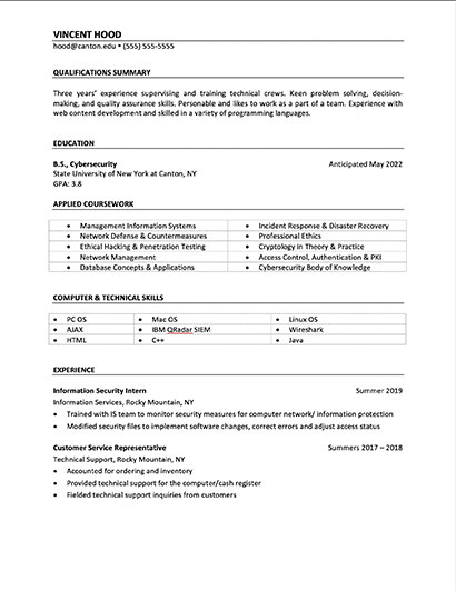 Cybersecurity Resume
