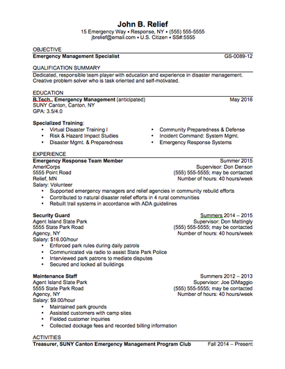 Sample Resumes - SUNY Canton