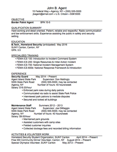 Federal Job Resume
