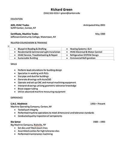 HVAC Trades Resume