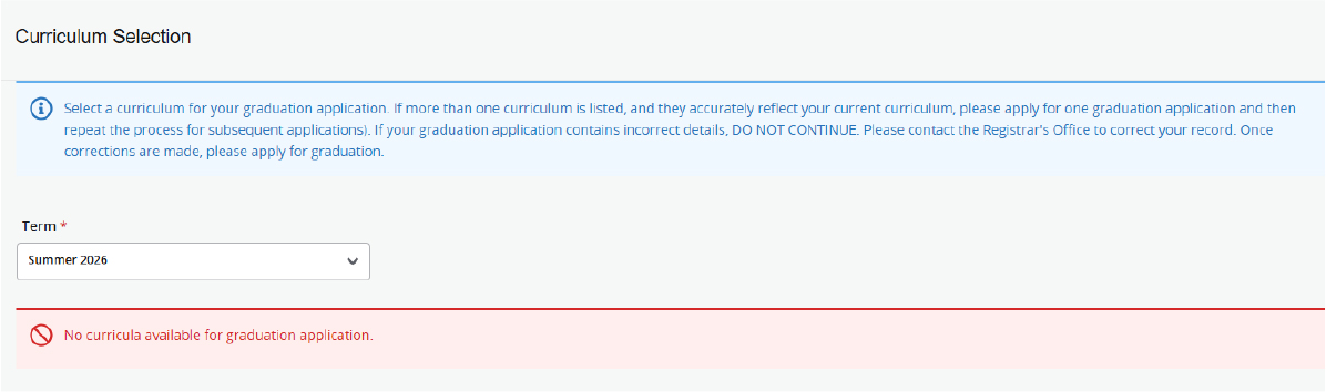 Screenshot: Curriculum Selection