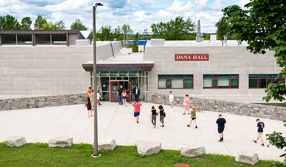 Students walk into the newly renovated Dana Hall.