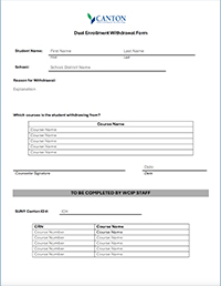 Dual Enrollment Withdrawal Form