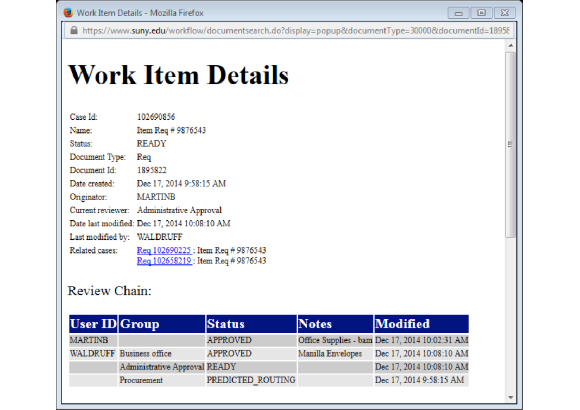 Screenshot: View Work Item Details