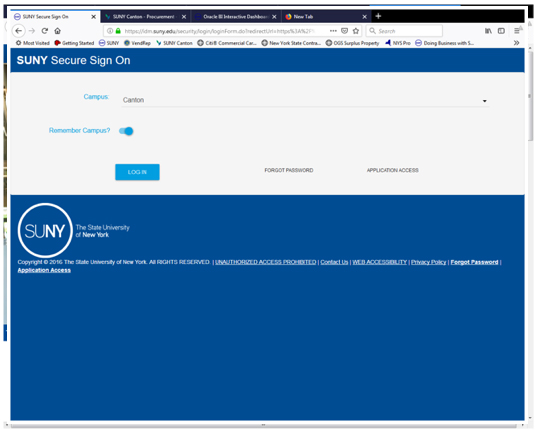 Screenshot: SUNY login portal