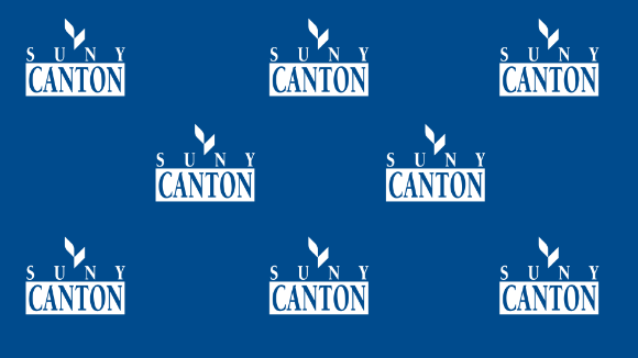 SUNY Canton logo repeated on blue background
