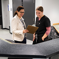 Professionals working in a health care center.