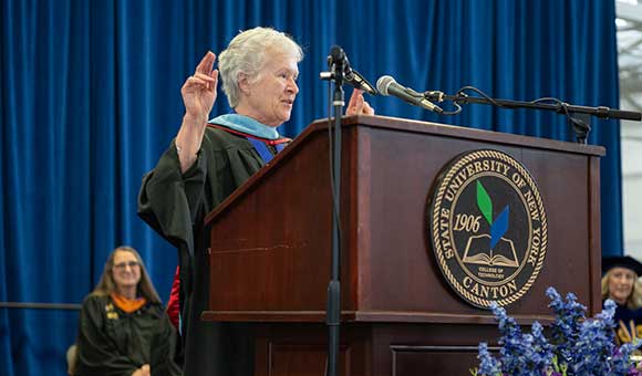 Paula Jacques Bouchard speaks at Honors Convocation 2023.