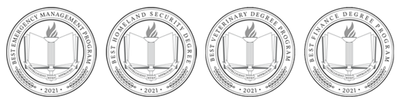 Intelligent.com Badges - Best Emergency Management, Homeland Security, Veterinary and Finance degrees