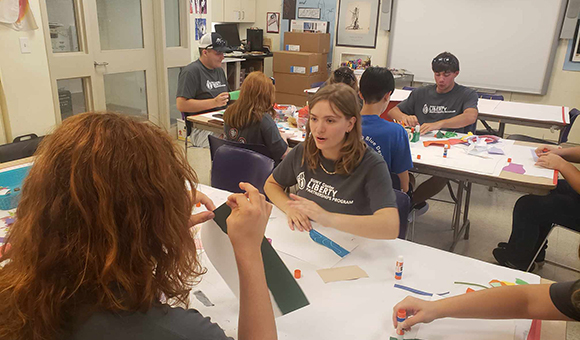 Liberty students paint at the Albany Art Institute.