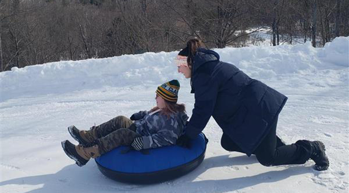 Liberty students tubing at Titus Mountain.