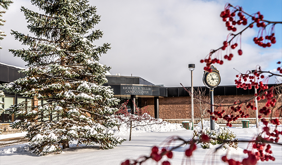 Miller Campus Center in winter