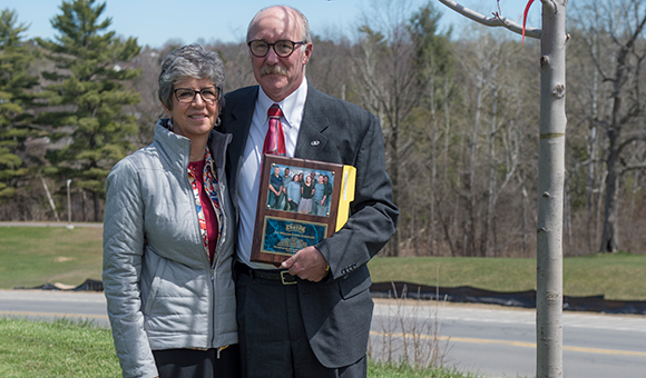 JoAnne and William J. Fassinger at a Veterans Association memorial tree planting ceremony.