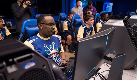 Students compete in the inaugural ECAC FIFA finals
