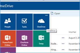 Screenshot: OneDrive dropdown menu