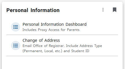 Screenshot: Personal Information card
