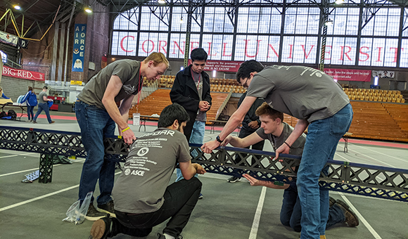 Steel Bridge team in regional competition at Cornell University.