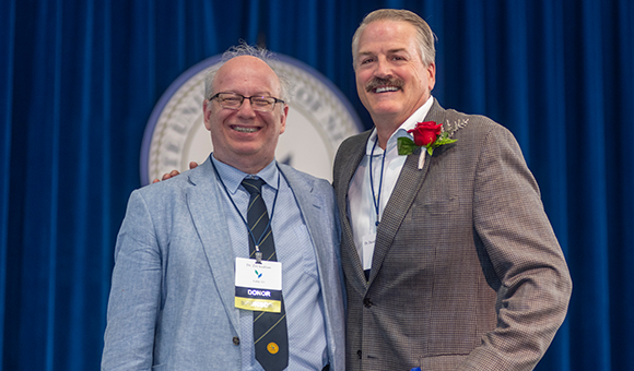 President Zvi Szafran and past Vice President for Advancement David Gerlach at 2022 Hall of Fame Ceremony.