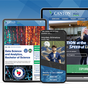 New versions of the SUNY Canton website on tablet, mobile and desktop.
