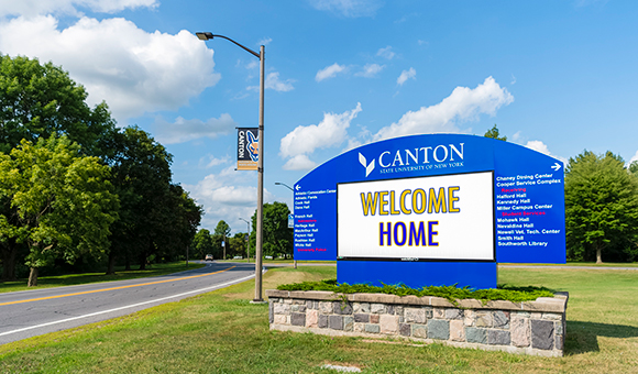 Digital sign at entrance displays 