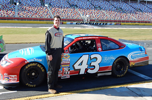Erik Whitcombe on the track during his internship at the Charlotte Speedway in North Carolina.