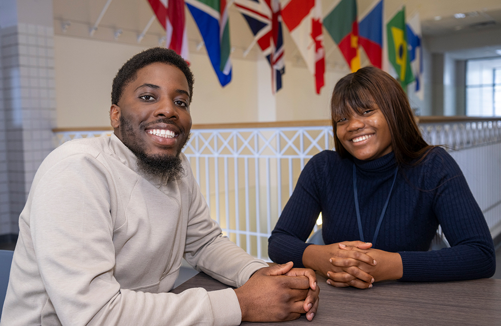 Cameroon students Yvan Tekam and Endale Esther Kouokam